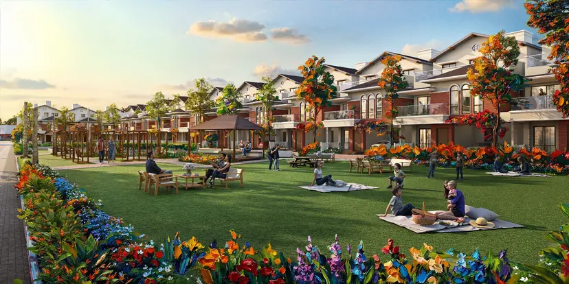 Party lawn between villas at NVT Villas, Varthur